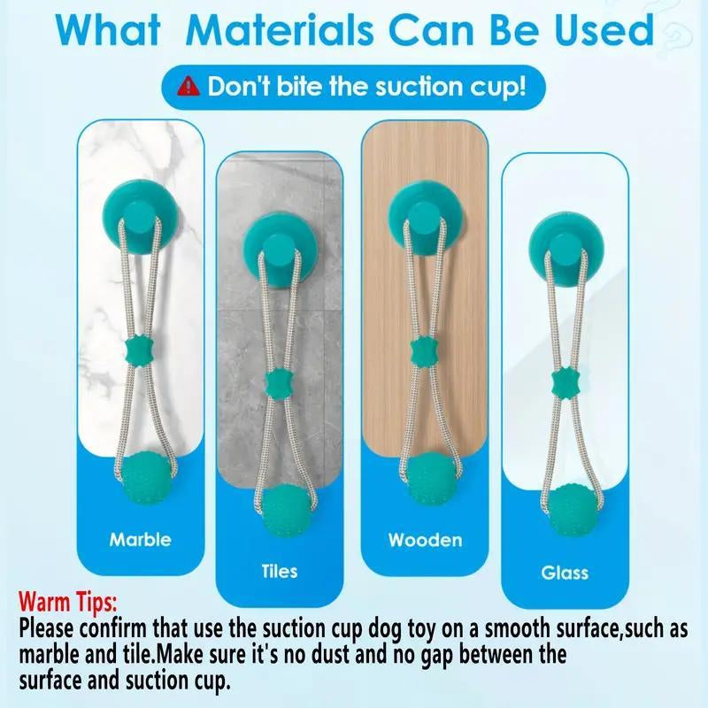 Dog Chew Toy Ball with Suction Cup, Puppy Teeth Chewing Toy