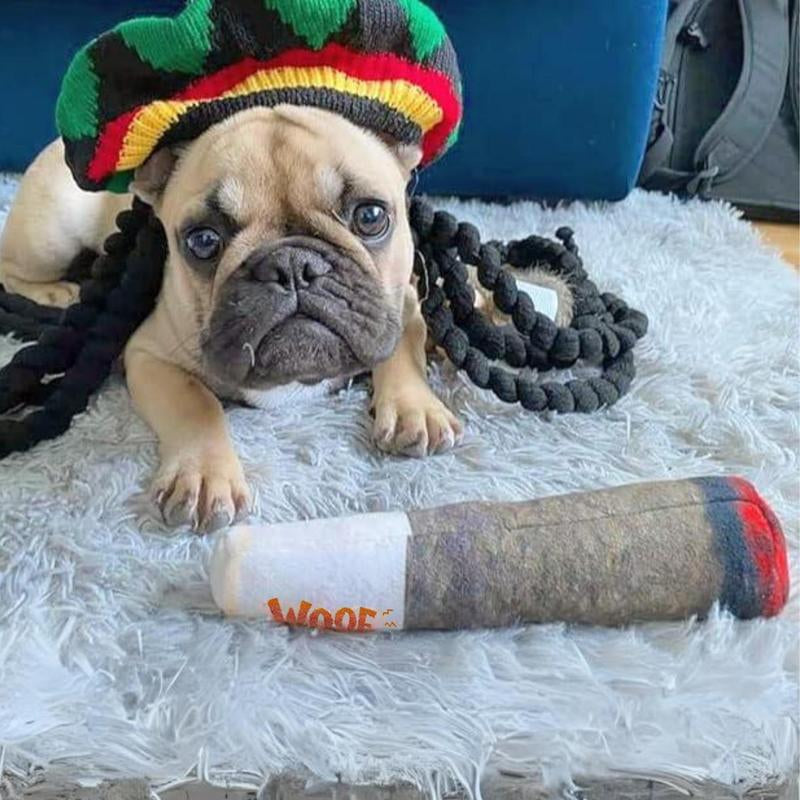 Cigar Plush Dog Toy โ Squeaky & Durable Chew Toy for Dogs