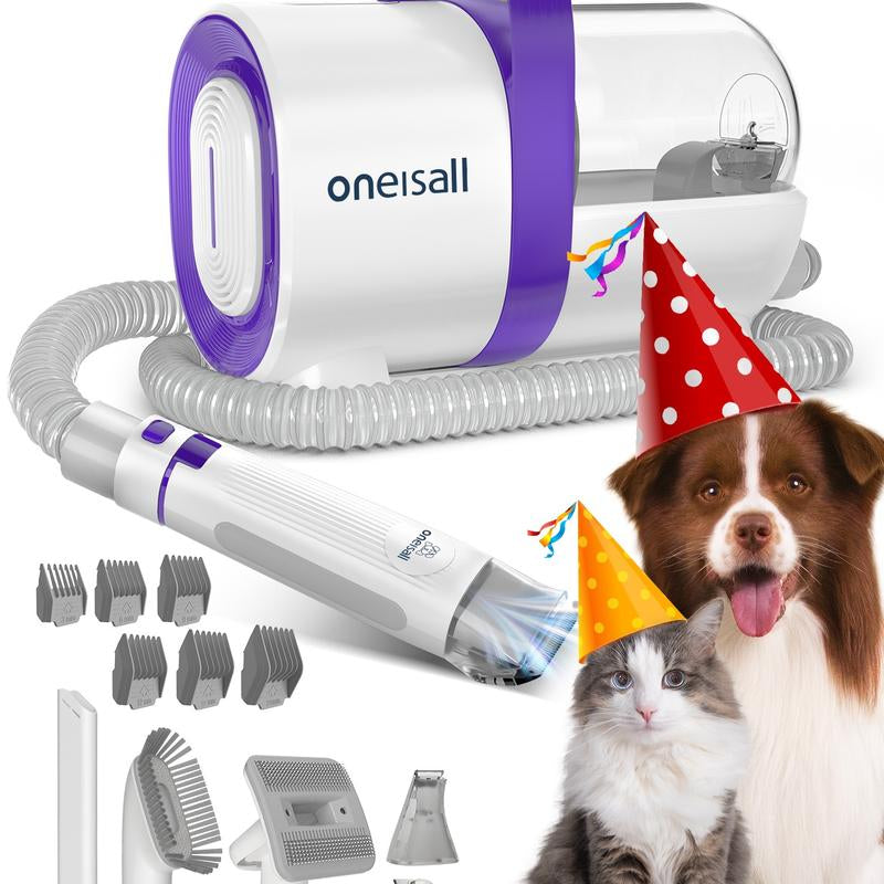 Oneisall 6 in 1 Pet Grooming Kit & Vacuum, Dog Clippers with Grooming Tools for Dogs Cats and Other Animals