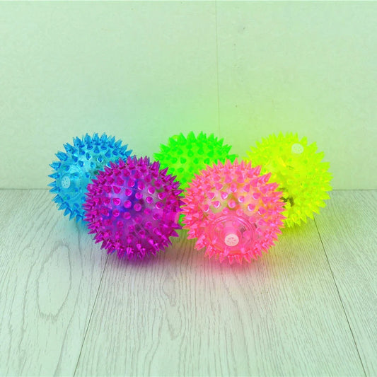 Light up Squeaky Dog Balls, Led Dog Balls for Aggressive Chewers Puppy Chew Toys for Teething, Glow in the Dark Dog Balls, Spikey Dog Balls for Small, Medium, Large Dogs