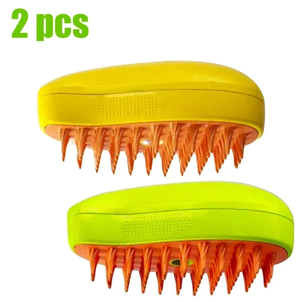 3-in-1 Steam Pet Grooming Brush – Massage, De-Shedding & Detangling for Dogs & Cats (USB Rechargeable)