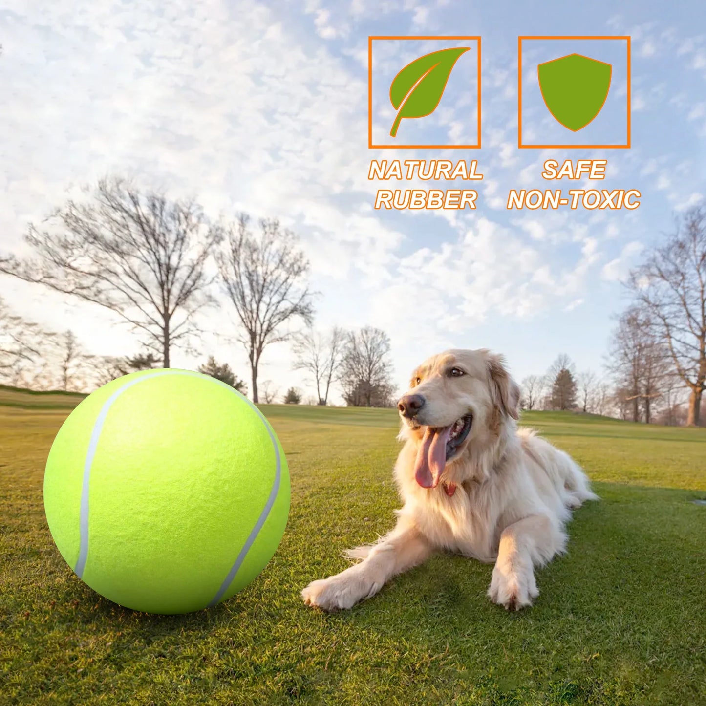 " Large Tough Chew Training Interactive Tennis Ball for Dogs, 9.5"" Rubber Durable Dog Toy"