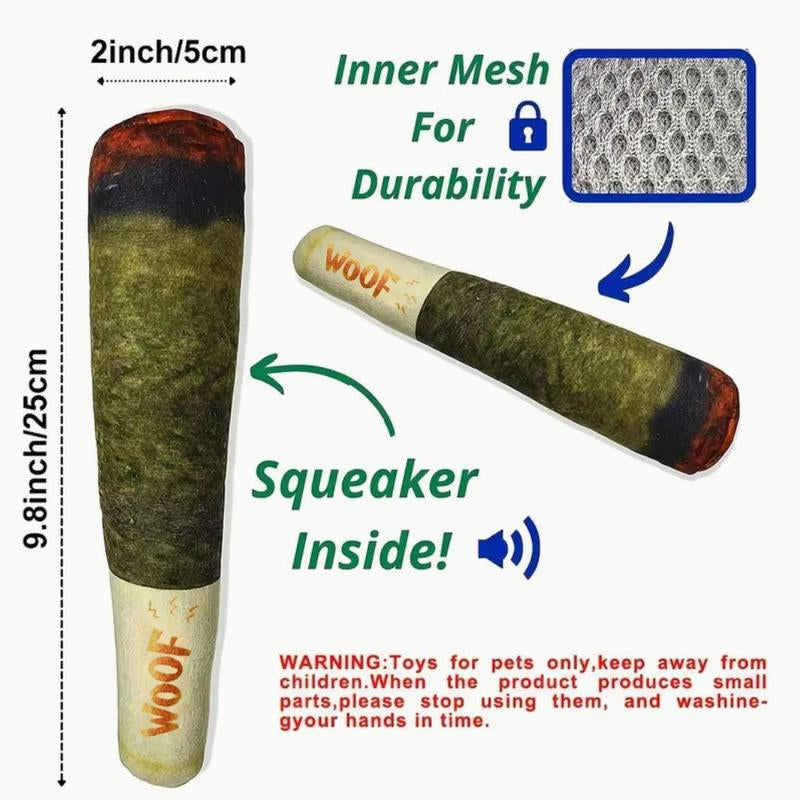 Cigar Plush Dog Toy โ Squeaky & Durable Chew Toy for Dogs