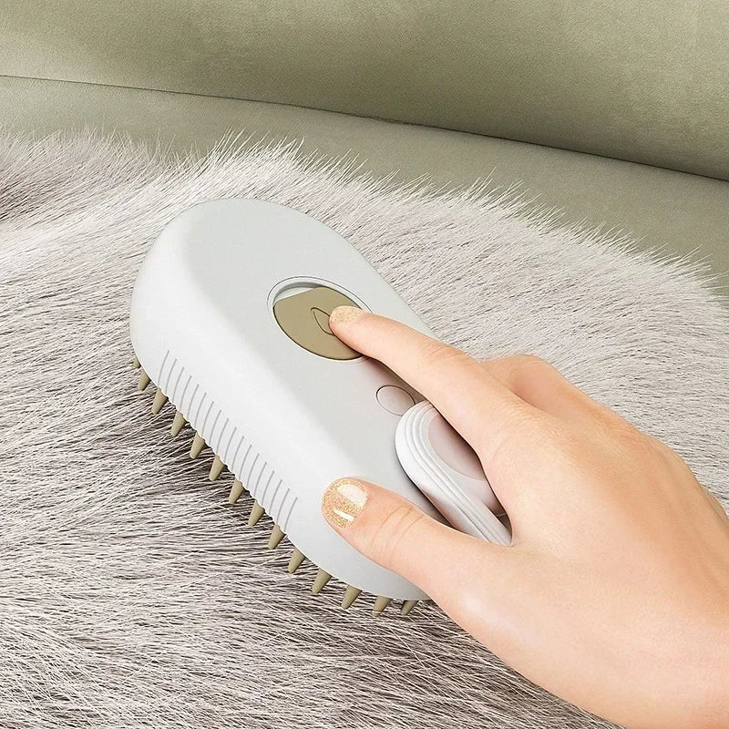 3-in-1 Steam Pet Grooming Brush – Massage, De-Shedding & Detangling for Dogs & Cats (USB Rechargeable)