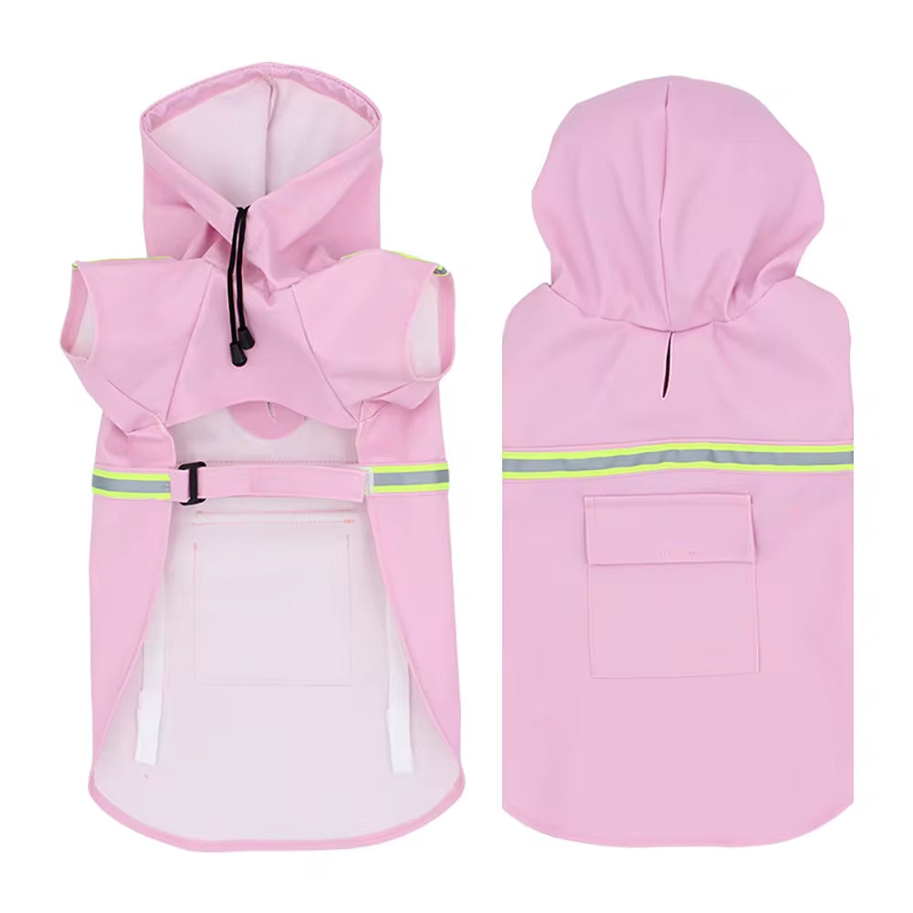 Waterproof Dog Raincoat with Reflective Strips – Breathable Pet Poncho Jacket for Small to Large Dogs (S–5XL)