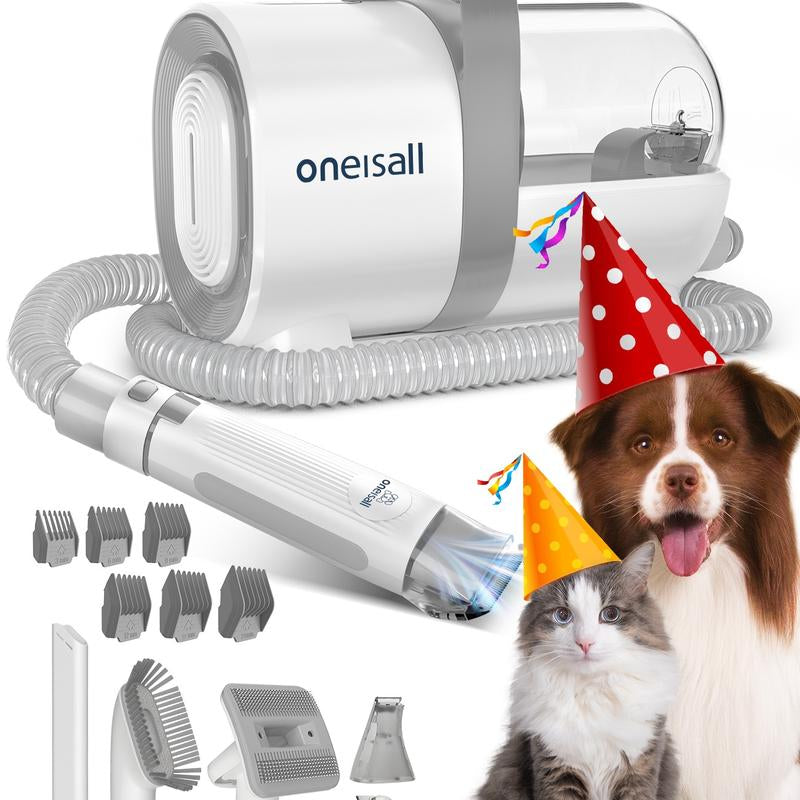 Oneisall 6 in 1 Pet Grooming Kit & Vacuum, Dog Clippers with Grooming Tools for Dogs Cats and Other Animals