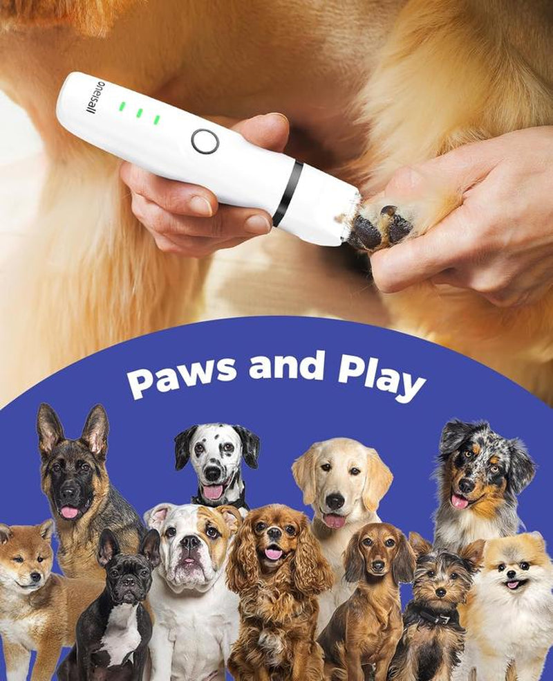 4-in-1 Dog Grooming Kit – Cordless Clippers, Paw Trimmer & Nail Grinder with 2 Speeds, Low Noise, Rechargeable for Dogs