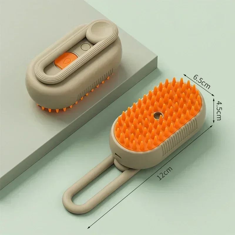 3-in-1 Steam Pet Grooming Brush – Massage, De-Shedding & Detangling for Dogs & Cats (USB Rechargeable)