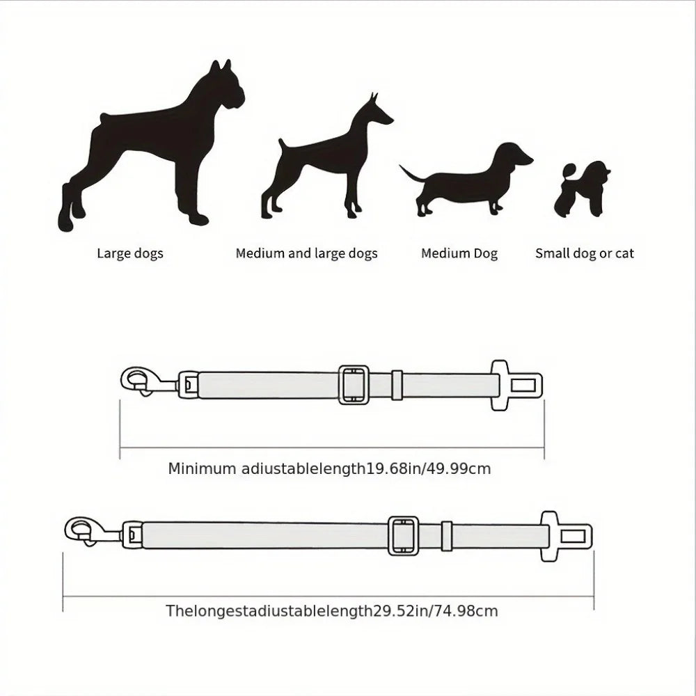 Pet Car Safety Harness: Adjustable Dog Seat Belt for Small to Large Breeds