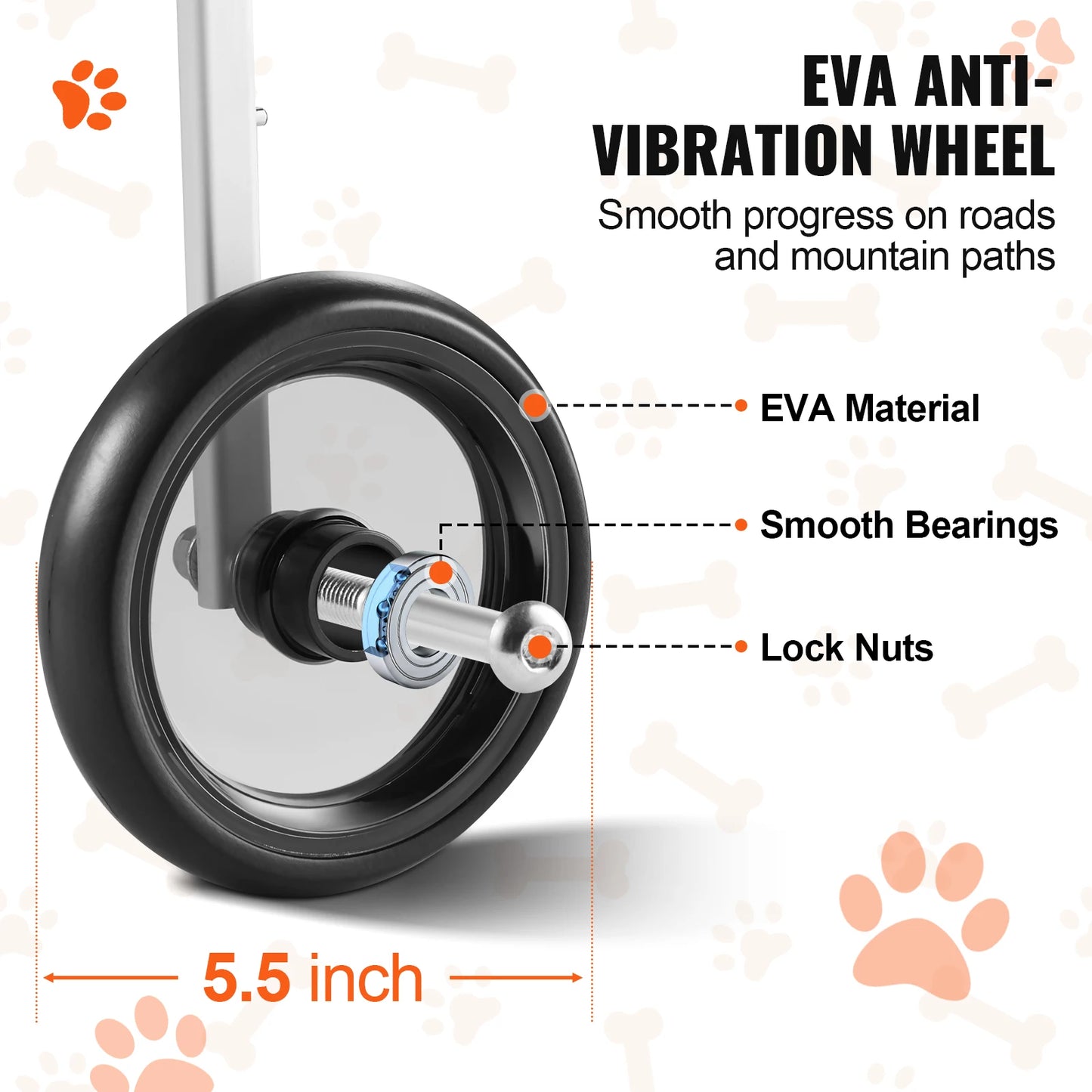 2 Wheels Dog Wheelchair for Back Legs Pet Wheelchair Dog Cart/Wheelchair for Disabled Paralysis Hind Limb Weak Pet
