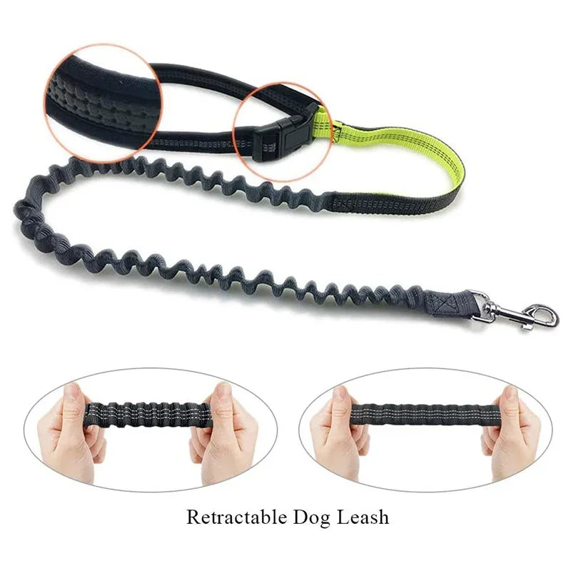 Hands-Free Reflective Dog Running Leash with Adjustable Waist Belt