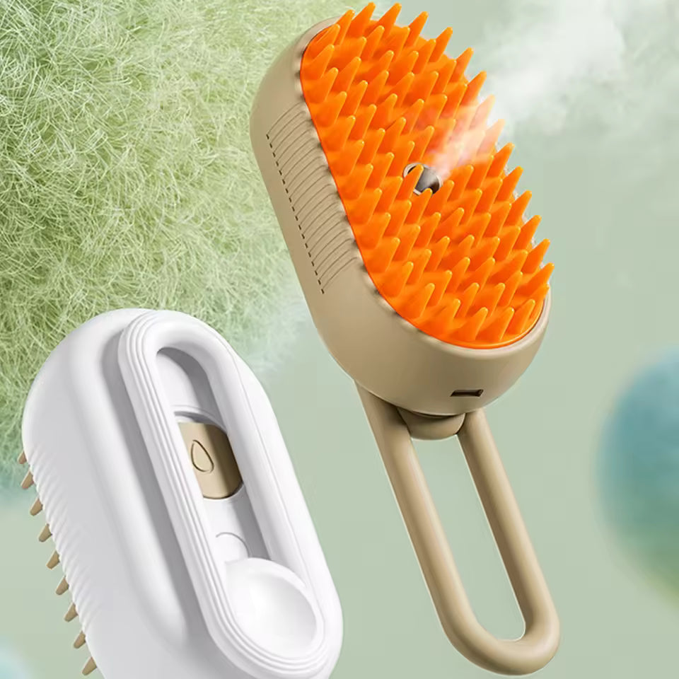 3-in-1 Steam Pet Grooming Brush – Massage, De-Shedding & Detangling for Dogs & Cats (USB Rechargeable)