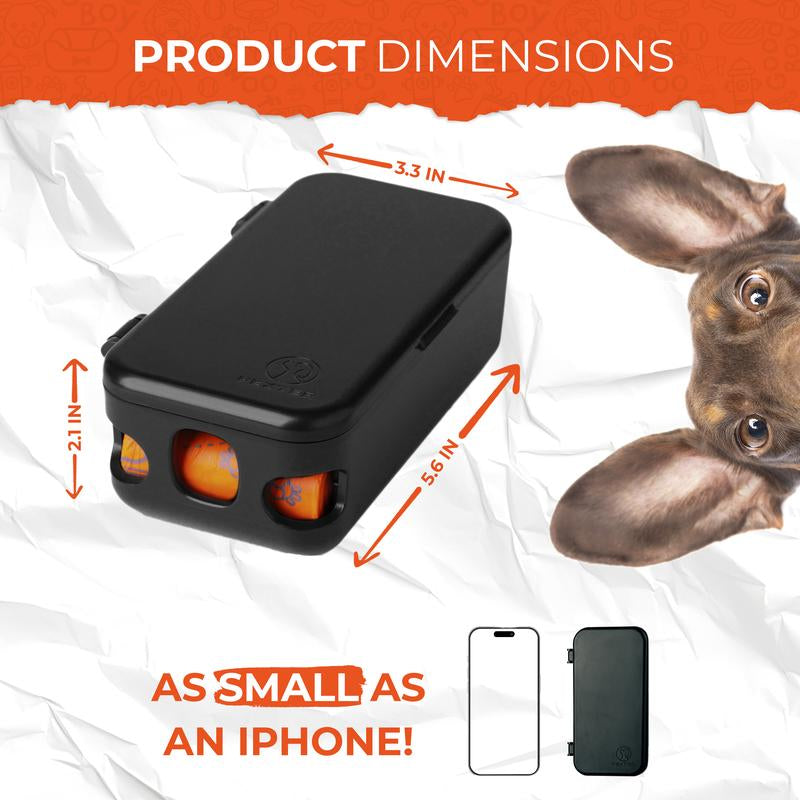 Dog Poop Bag Dispenser (Includes 4 Poop Bag Rolls) - Black