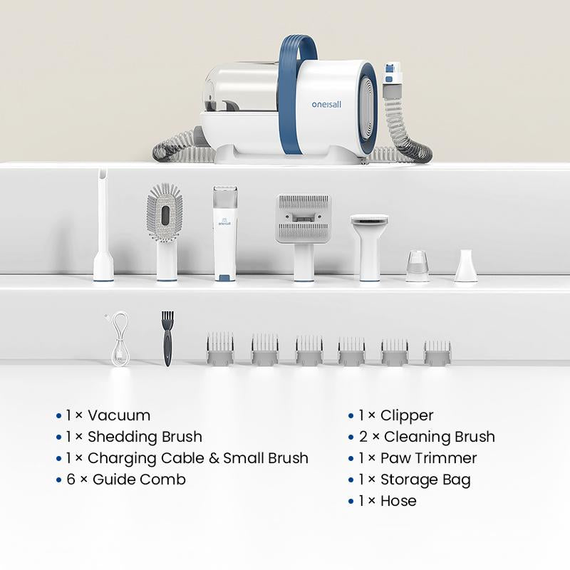 Oneisall 6 in 1 Pet Grooming Kit & Vacuum, Dog Clippers with Grooming Tools for Dogs Cats and Other Animals