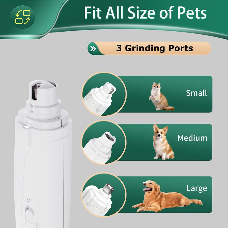 Pet Nail Grinder & Trimmer for Dogs โ Quiet, Rechargeable Electric Nail File with LED Light