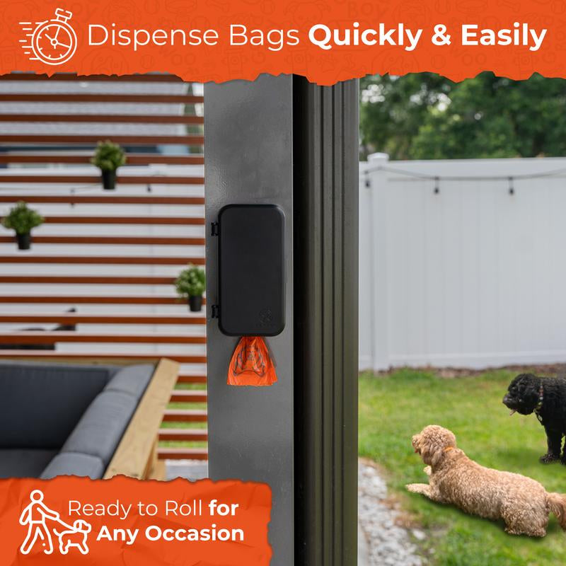 Dog Poop Bag Dispenser (Includes 4 Poop Bag Rolls) - Black