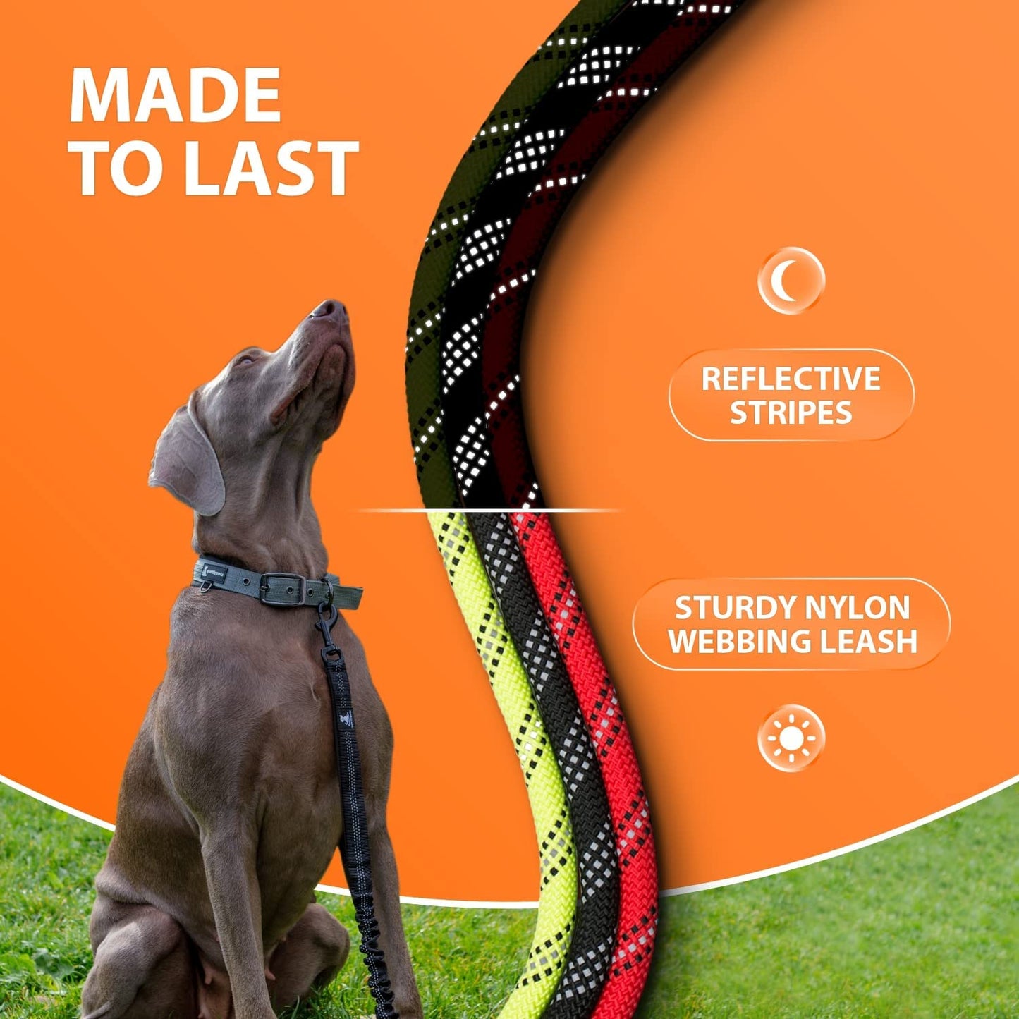Heavy Duty Rope Bungee Leash for Large and Medium Dogs with Anti-Pull for Shock Absorption