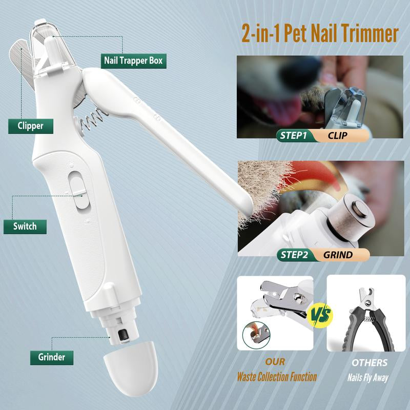 Pet Nail Grinder & Trimmer for Dogs โ Quiet, Rechargeable Electric Nail File with LED Light
