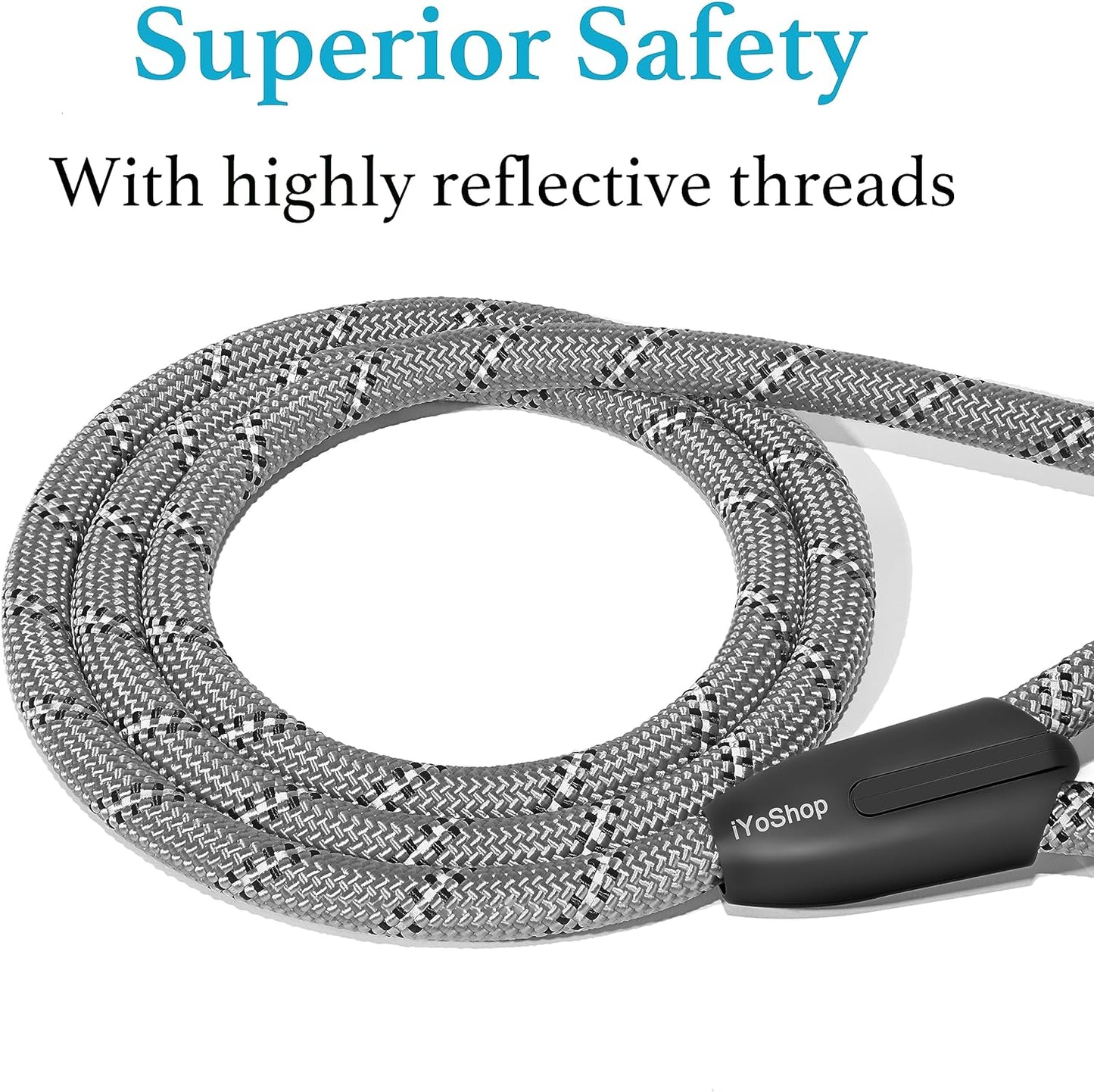 Durable Slip Lead Dog Leash with Padded Handle and Highly Reflective Threads
