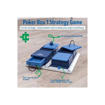 Dog Activity Poker Box 1 Strategy Game, Level 2 Dog Puzzle Toy, Treat Dispenser