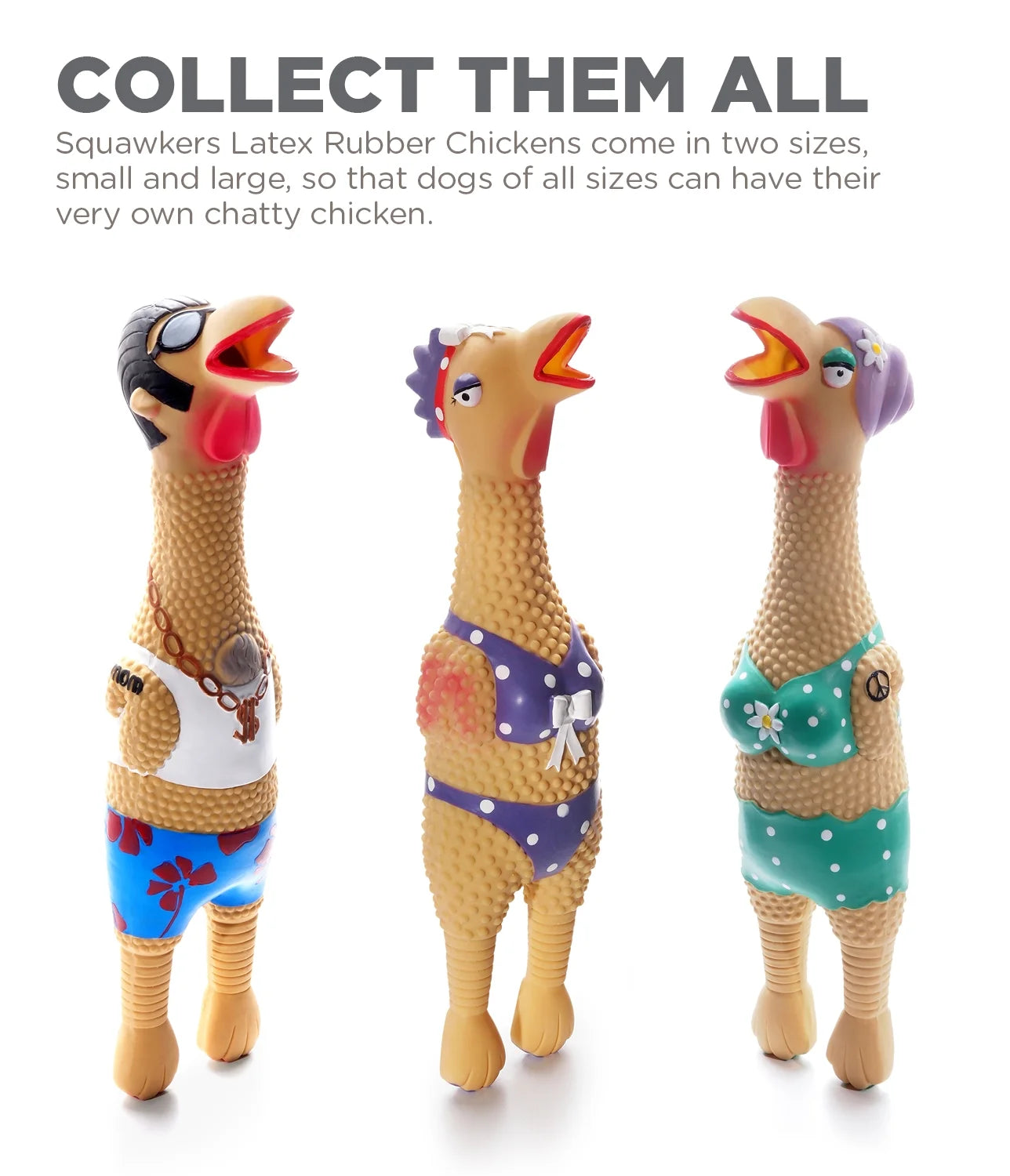 Squawkers Henrietta Latex Rubber Chicken Interactive Dog Toy, Large