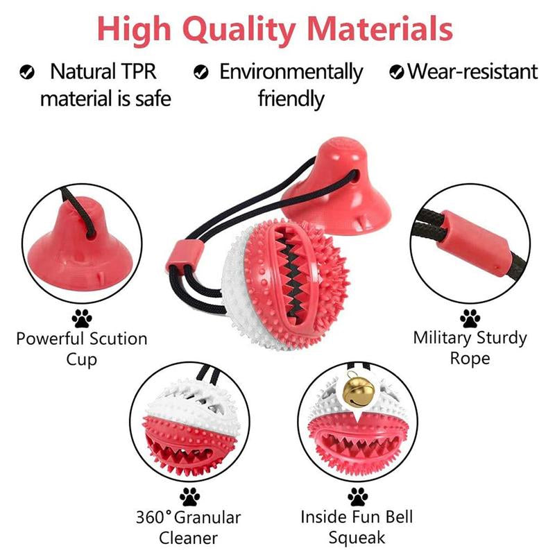Dog Chew Toy Ball with Suction Cup, Puppy Teeth Chewing Toy