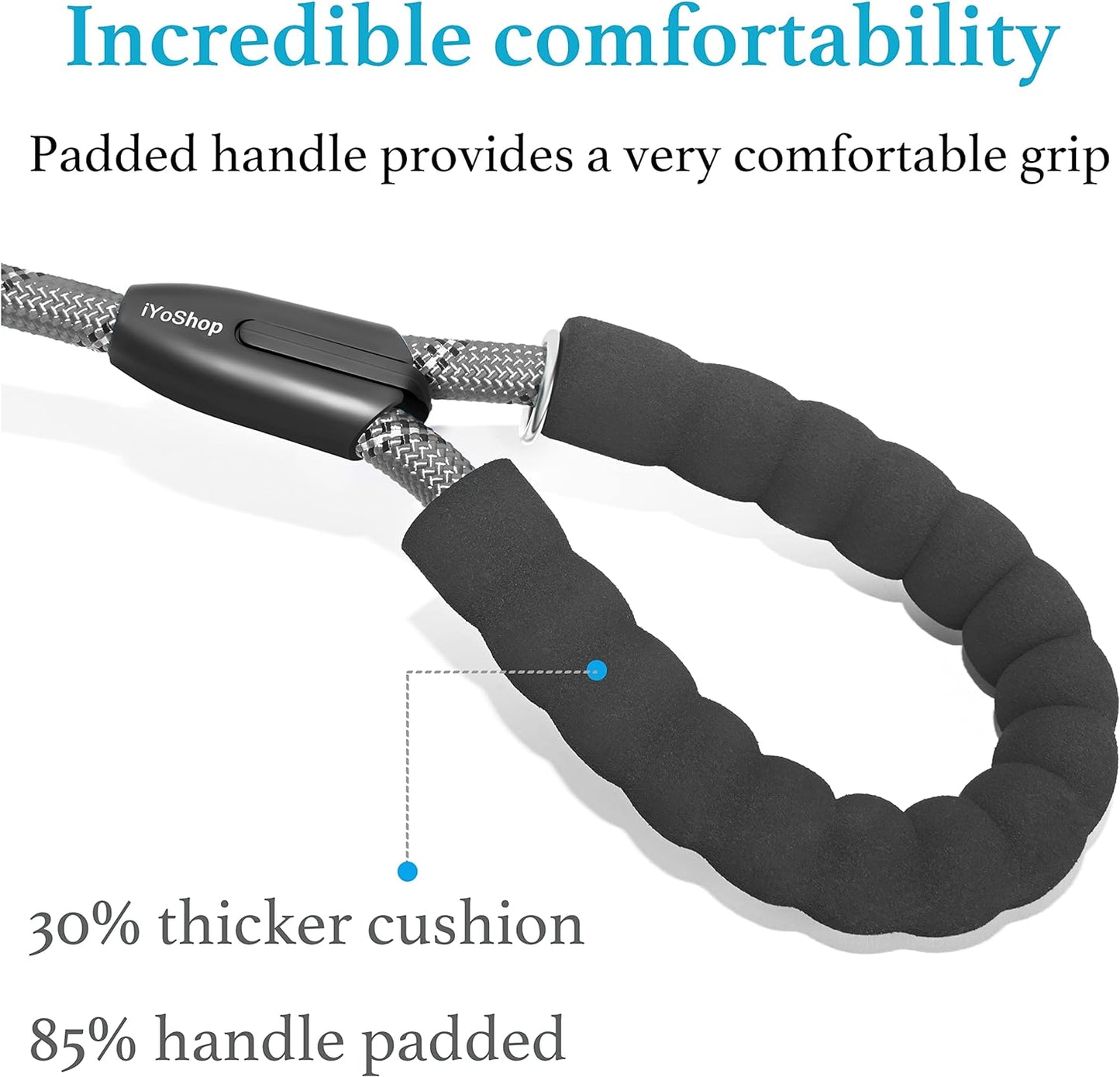 Durable Slip Lead Dog Leash with Padded Handle and Highly Reflective Threads