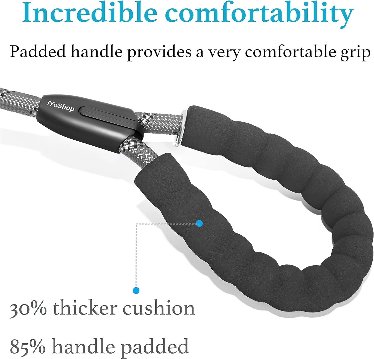 Durable Slip Lead Dog Leash with Padded Handle and Highly Reflective Threads