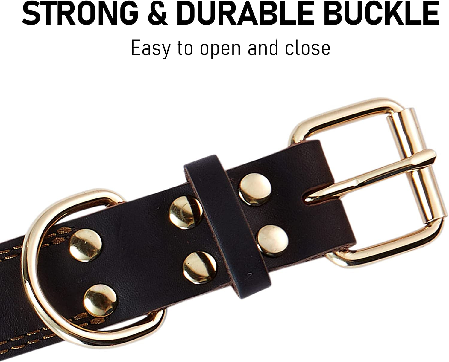 Leather Dog Collar, Genuine Heavy Duty Wide Dog Collar for Small,Medium,Large.