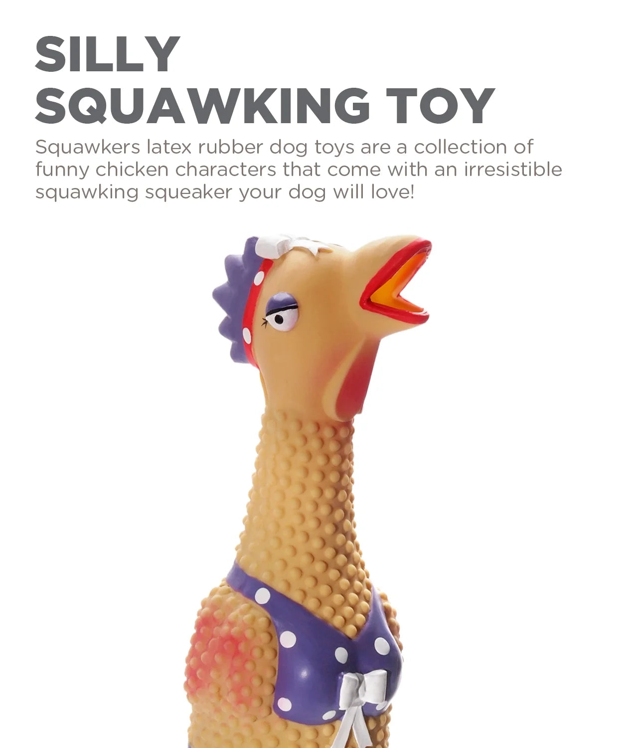 Squawkers Henrietta Latex Rubber Chicken Interactive Dog Toy, Large