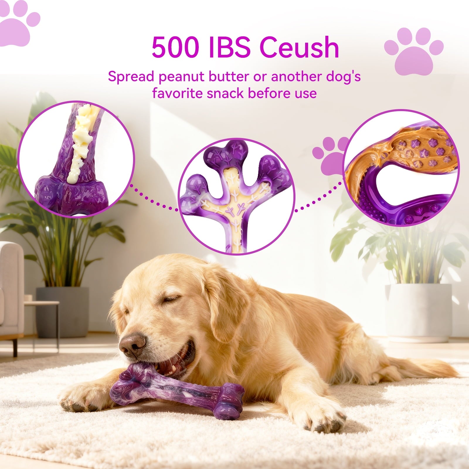 3 Pack Dog Toys for Aggressive Chewers,Meat Flavors (Bacon/Beef/Smoked) Dog Chew Toy, Extra Durable Rubber Bones for Aggressive Chewers,Indestructible Dog Toys to Keeps Dogs Busy