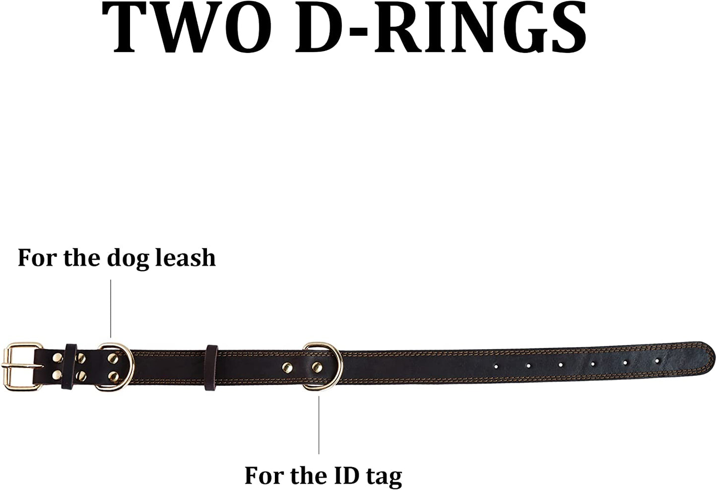 Leather Dog Collar, Genuine Heavy Duty Wide Dog Collar for Small,Medium,Large.