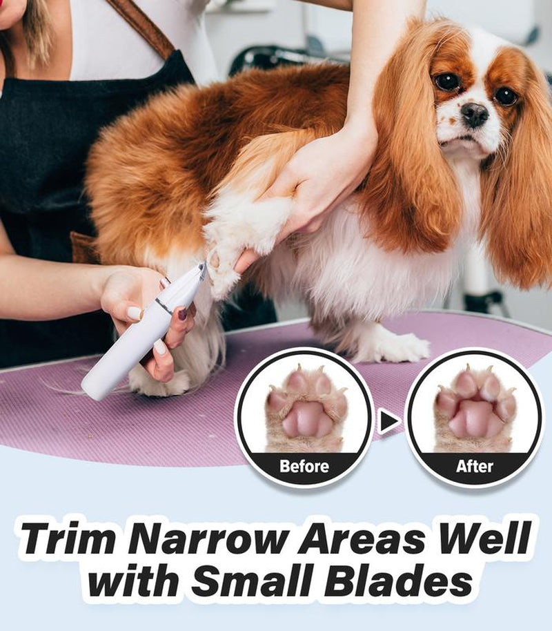 Dog Paw Trimmer – USB Rechargeable Clippers with Double Blades for Trimming Paws, Face, Ears, and Rump of Dogs, Cats, and Small Pets.