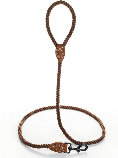 Dog Leash, Braided Cotton Rope Leashes with Leather Tip 