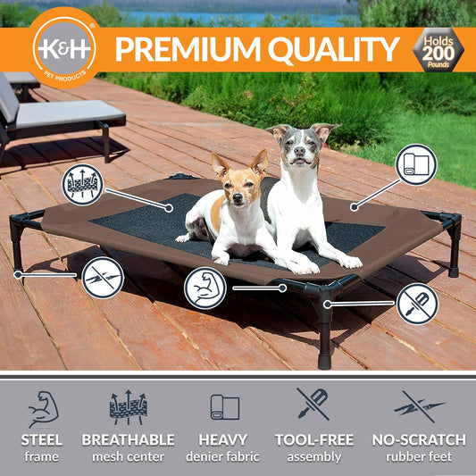 Outdoor Elevated Dog Cot – 6 ft × 3/4″ Chocolate Mesh Hammock Bed for Large Dogs – Collapsible & Portable, Washable Cooling Raised Metal Frame