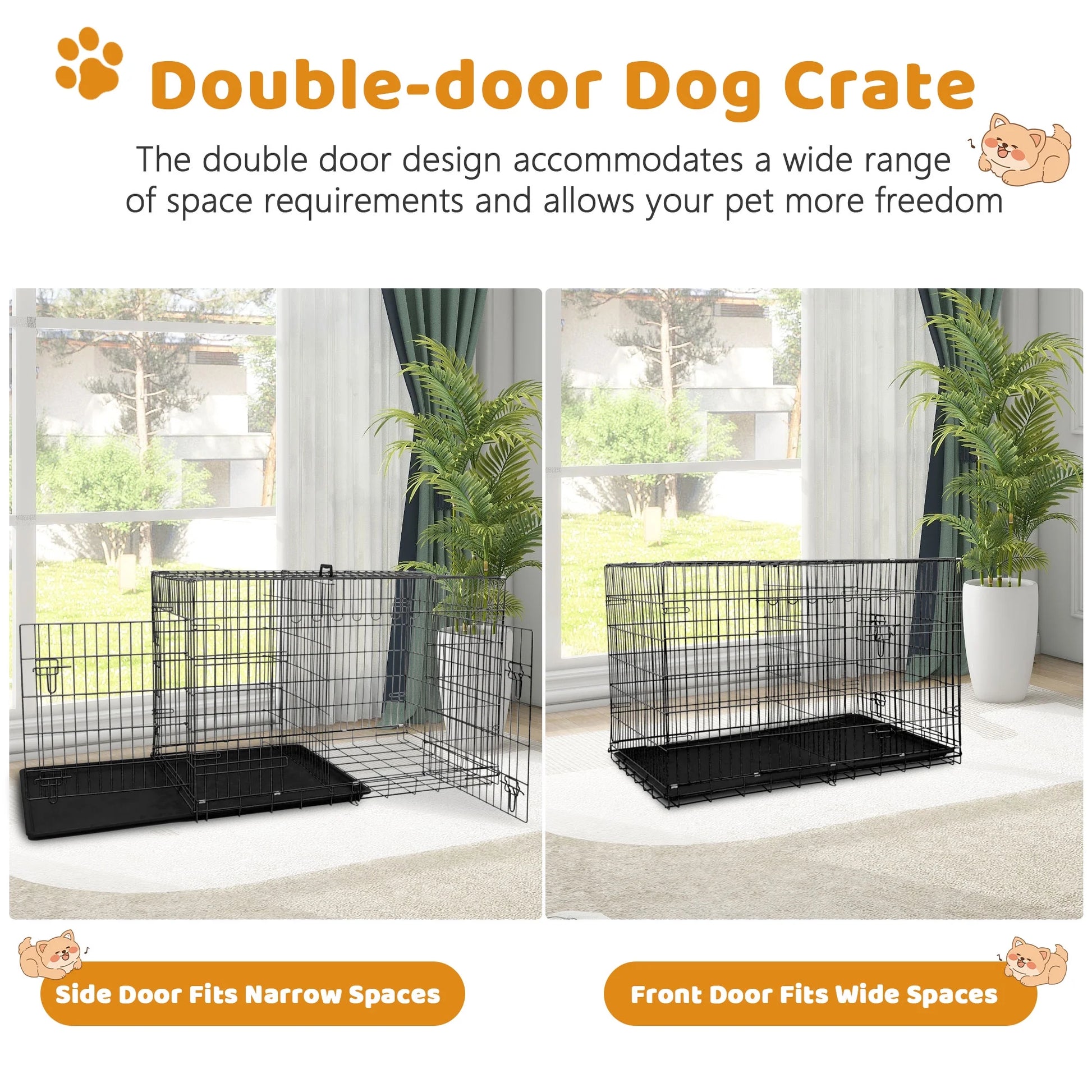 48 Inch Dog Crate, Dog Crates and Kennels for Big Dog Foldable Large Dog Crate for Large Dogs