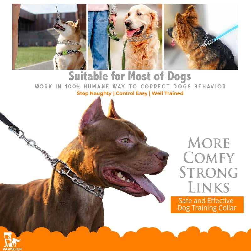 No Pull Collar for Dogs Small-Adjustable 40Cmx3.0Mm Training Collar for Dogs with 8-Link for Customized Fit Step Leash