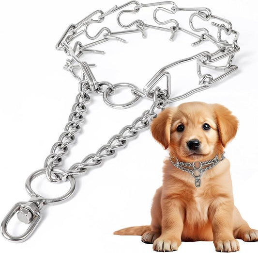 No Pull Collar for Dogs Small-Adjustable 40Cmx3.0Mm Training Collar for Dogs with 8-Link for Customized Fit Step Leash