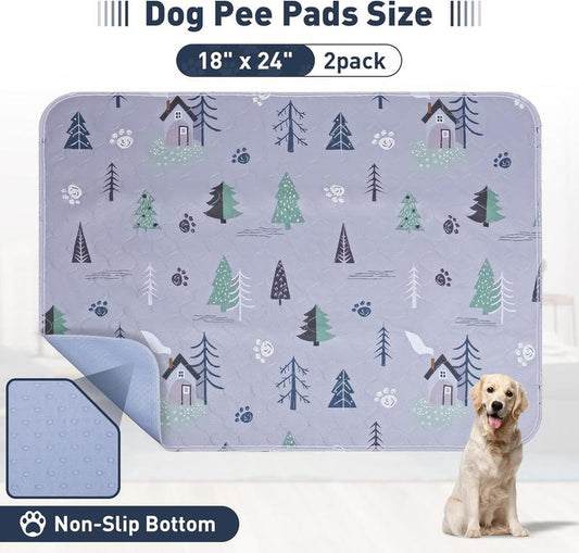 2-Pack Reusable Washable Dog Pee Pads – Waterproof, Non-Slip Puppy Training Mats for Crate, Playpen & Bed