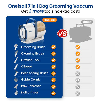 Oneisall 6 in 1 Pet Grooming Kit & Vacuum, Dog Clippers with Grooming Tools for Dogs Cats and Other Animals