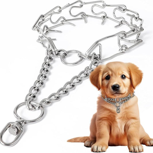 No Pull Collar for Dogs Small-Adjustable 40Cmx3.0Mm Training Collar for Dogs with 8-Link for Customized Fit Step Leash