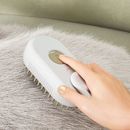 3-in-1 Steam Pet Grooming Brush – Massage, De-Shedding & Detangling for Dogs & Cats (USB Rechargeable)