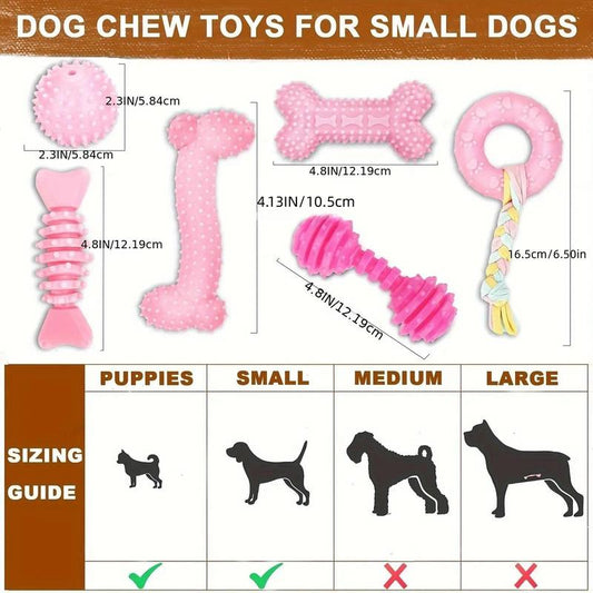 Durable Pet Chew Toy Set, 6 Counts/Set Mixed Style Dog Teeth Cleaning Toy, Interactive Dog Teeth Grinding Toy, Pet Products, Valentine'S Day Gift