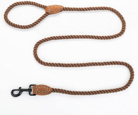 Dog Leash, Braided Cotton Rope Leashes with Leather Tip 