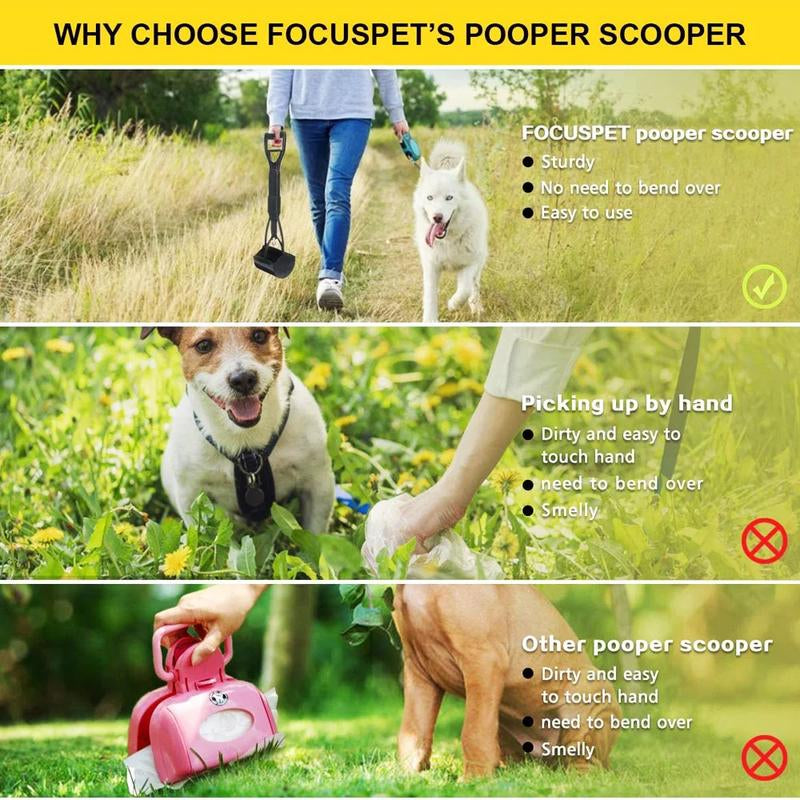 Heavy Duty Foldable Pooper Scooper – Long Handle Dog Waste Picker for Small, Medium & Large Dogs