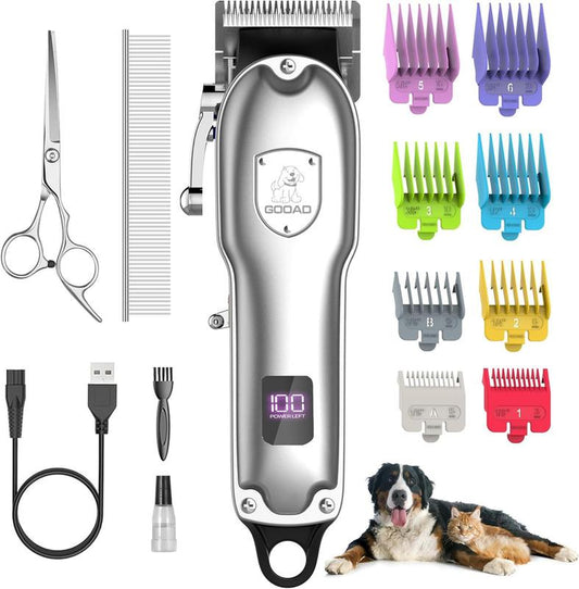 GOOAD Cordless Dog Grooming Clippers – Low Noise Hair Trimmer for Dogs with Thick Coats – Quiet Pet Clippers for Dogs & Cats
