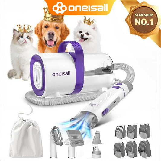Oneisall 6 in 1 Pet Grooming Kit & Vacuum, Dog Clippers with Grooming Tools for Dogs Cats and Other Animals