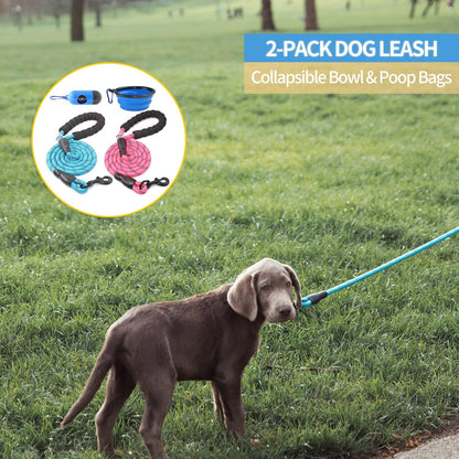 2 Packs 5/6 FT Dog Leash with Comfortable Padded Handle and Highly Reflective
