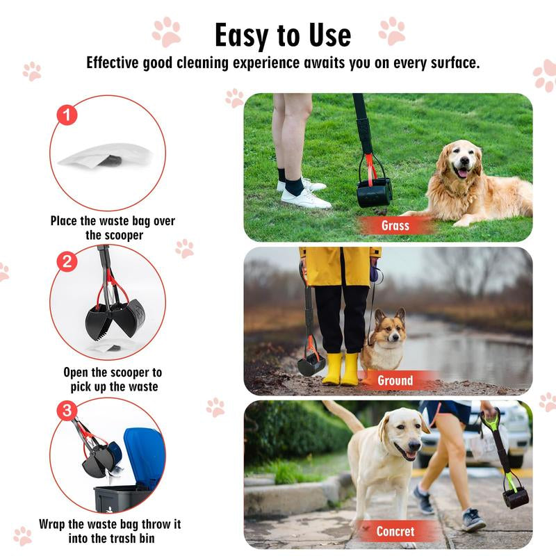 28-Inch Ultra-Lightweight Dog Poop Scooper with Free Trash Bags 