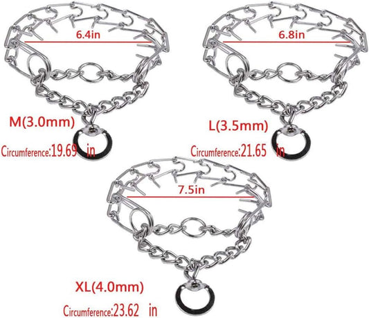Durable Pinch Collar Stainless Steel Dog Adjustable Pet Training Collar for Medium Large Dogs (Medium (Pack of 1), Silver)